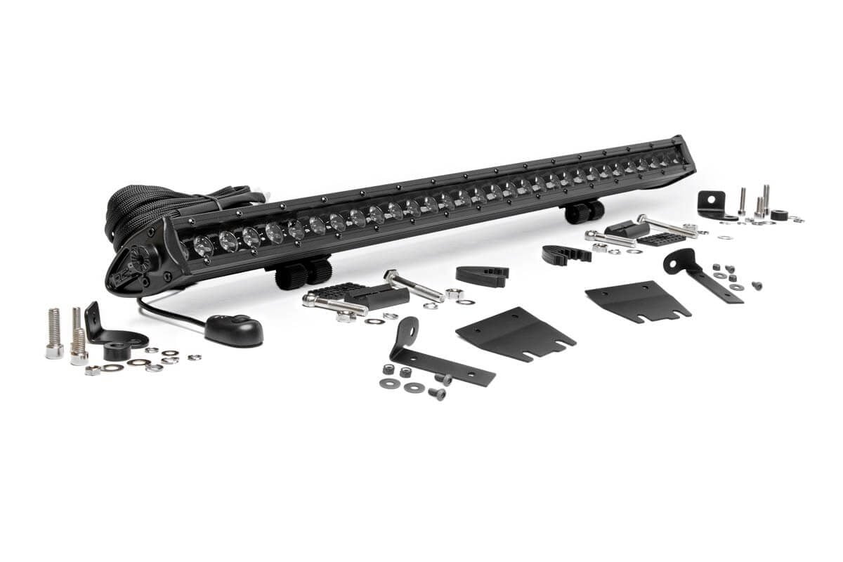 LED Light Kit | Hood Mount | 30" Black Single Row | Jeep Gladiator JT/Wrangler JL (18-24)