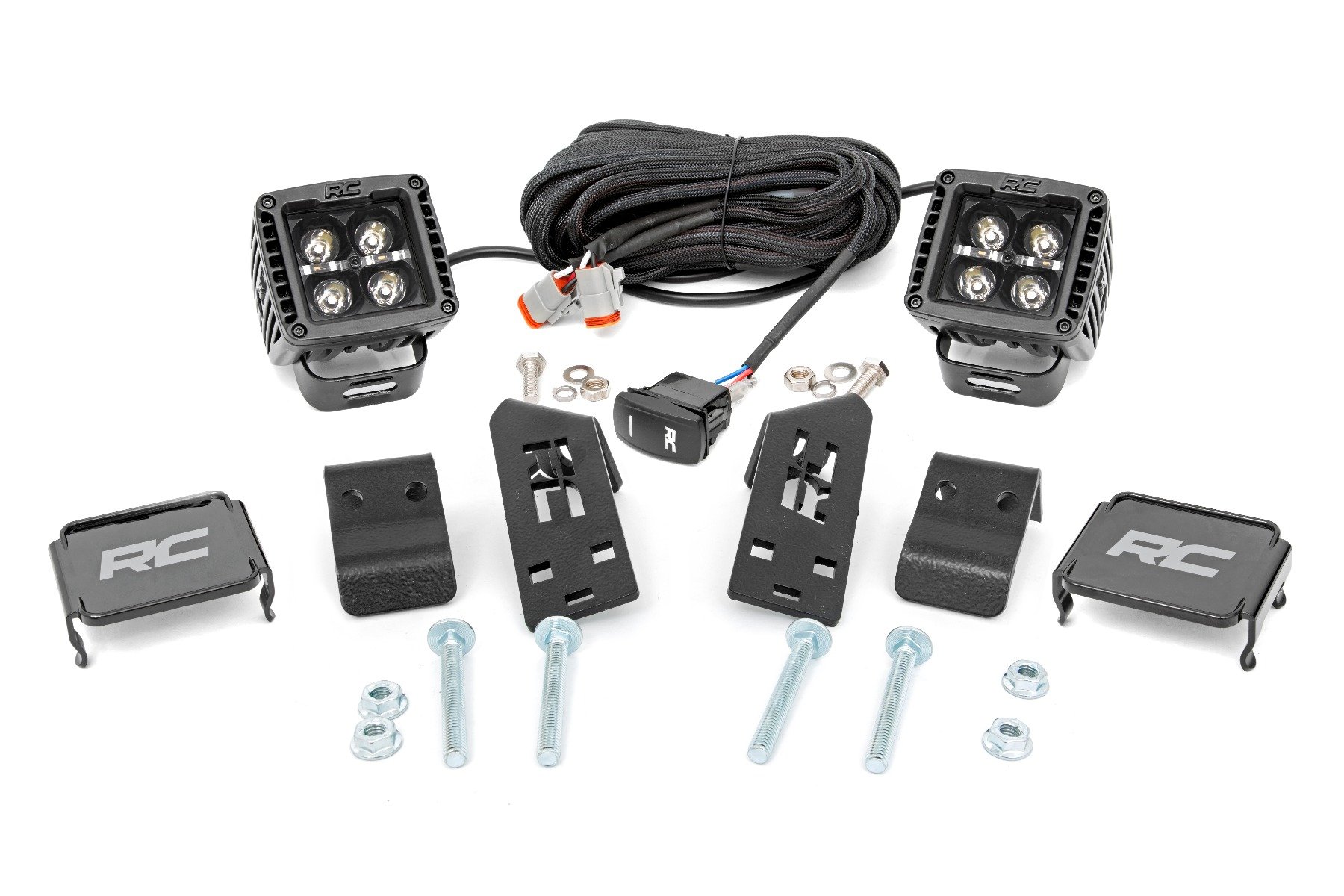 LED Light Kit | "A" Pillar Mount | 2" Black Pair | White DRL | Polaris RZR PRO XP