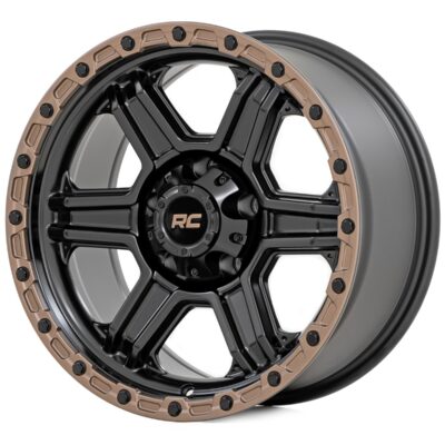 Rough Country 79 Series Wheel | One-Piece | Semi Gloss Black w/Bronze Ring | 15x8 | 5x4.5 | -19mm