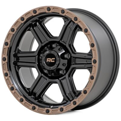 Rough Country 79 Series Wheel | One-Piece | Semi Gloss Black w/Bronze Ring | 17x8.5 | 5x5 | 0mm