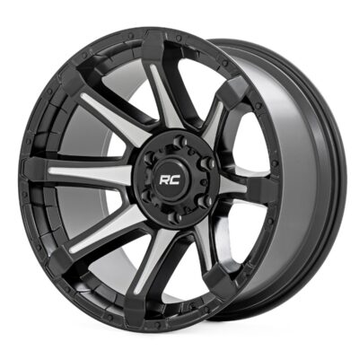 Rough Country 81 Series Wheel | One-Piece | Semi Gloss Black w/machined spokes | 20x9 | 5x5.5 | 0mm