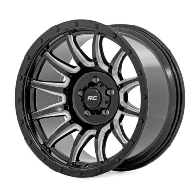 Rough Country 90 Series Wheel | One-Piece | Gloss Black w/machined spokes | 20x10 | 8x170 | -19mm