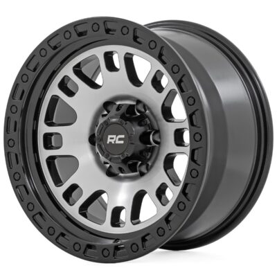 Rough Country 82 Series Wheel | One-Piece | Machined Semi Gloss Black | 15x8 | 5x4.5 | -19mm